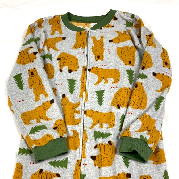Carter's Pajamas Carters Boys Fuzzy Gray And Brown Bear One Piece